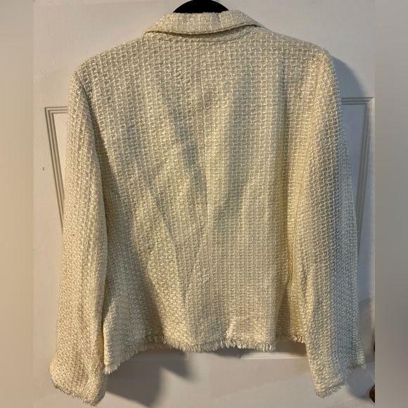 Vintage Preston & York Cream Textured Blazer Preppy Office Business Coco Chanel - Picture 9 of 14